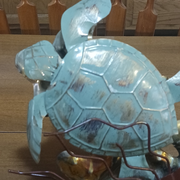 Turtle Sculpture Metal 3D Stand Alone Vintage Sea Turtle Decor Collectible - Picture 9 of 10